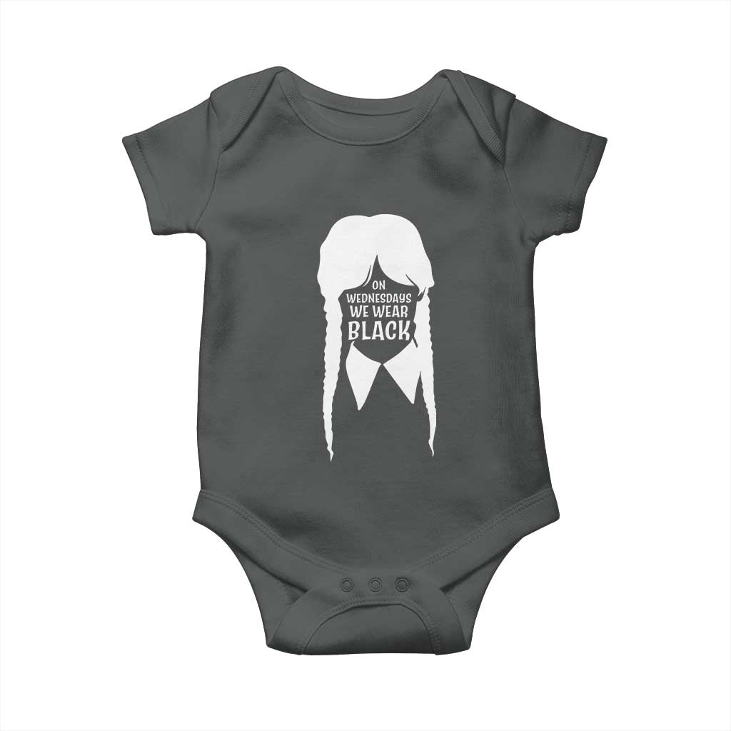 On Wednesdays We Wear Black Baby Onesie Goth Halloween TS10 Dark Heather Print Your Wear