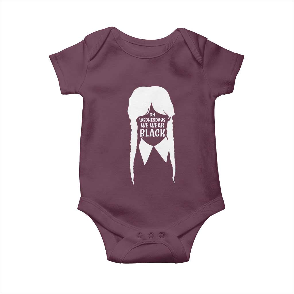 On Wednesdays We Wear Black Baby Onesie Goth Halloween TS10 Maroon Print Your Wear