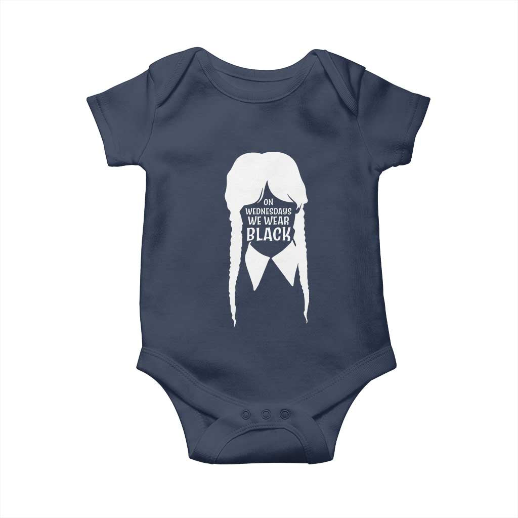 On Wednesdays We Wear Black Baby Onesie Goth Halloween TS10 Navy Print Your Wear
