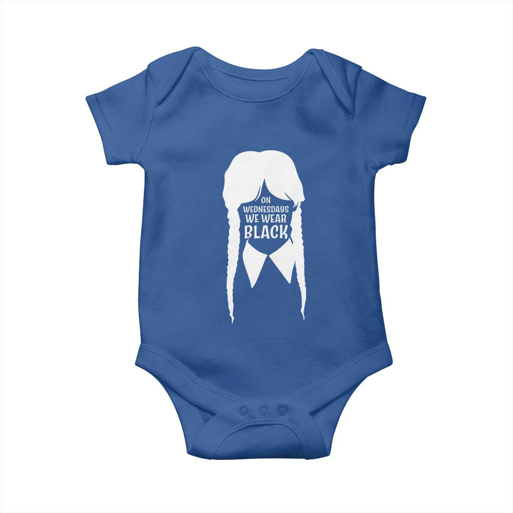 On Wednesdays We Wear Black Baby Onesie Goth Halloween TS10 Royal Blue Print Your Wear