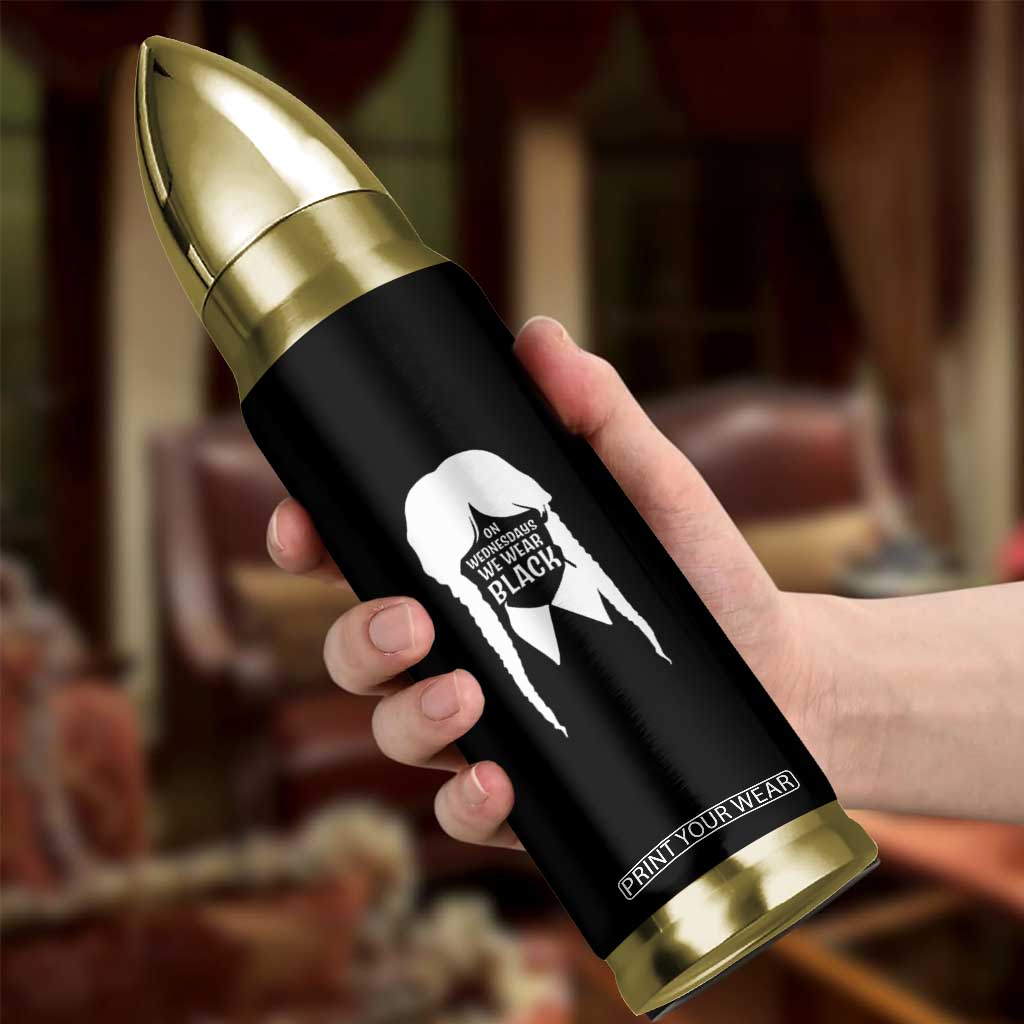 On Wednesdays We Wear Black Bullet Tumbler Goth Halloween TS10 Print Your Wear