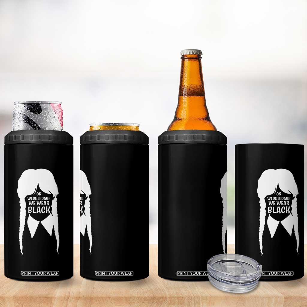 On Wednesdays We Wear Black 4 in 1 Can Cooler Tumbler Goth Halloween TS10 Print Your Wear