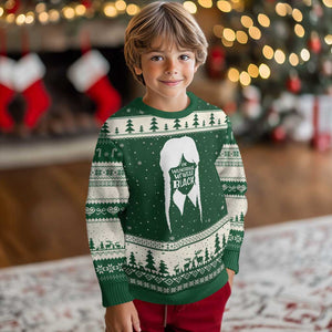 On Wednesdays We Wear Black Ugly Christmas Sweater Goth Halloween TS10 Forest Green Beige Print Your Wear