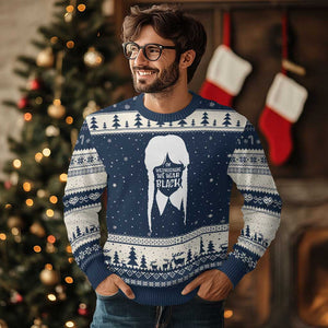 On Wednesdays We Wear Black Ugly Christmas Sweater Goth Halloween TS10 Navy Beige Print Your Wear