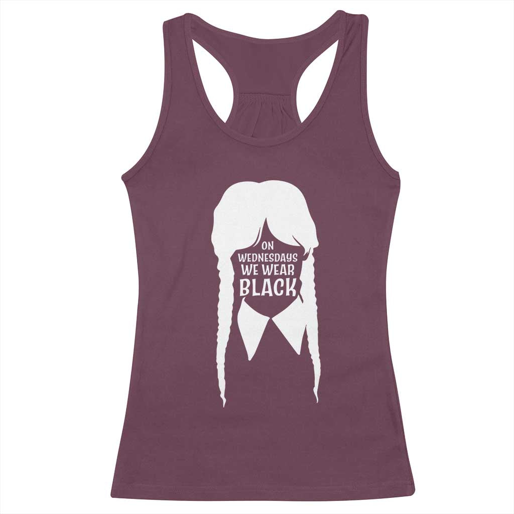 On Wednesdays We Wear Black Racerback Tank Top Goth Halloween TS10 Maroon Print Your Wear