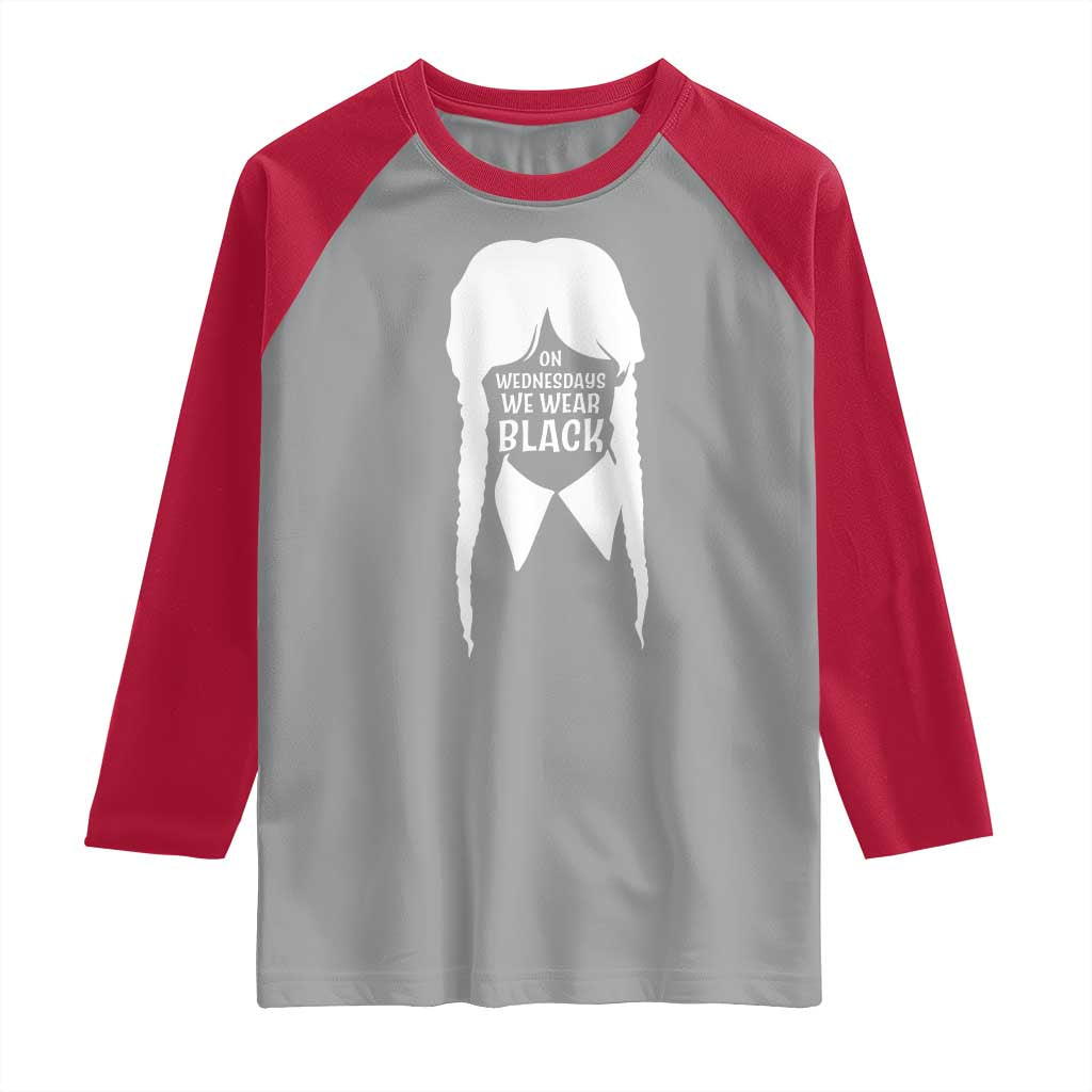 On Wednesdays We Wear Black Raglan Shirt Goth Halloween TS10 Sport Gray Red Print Your Wear