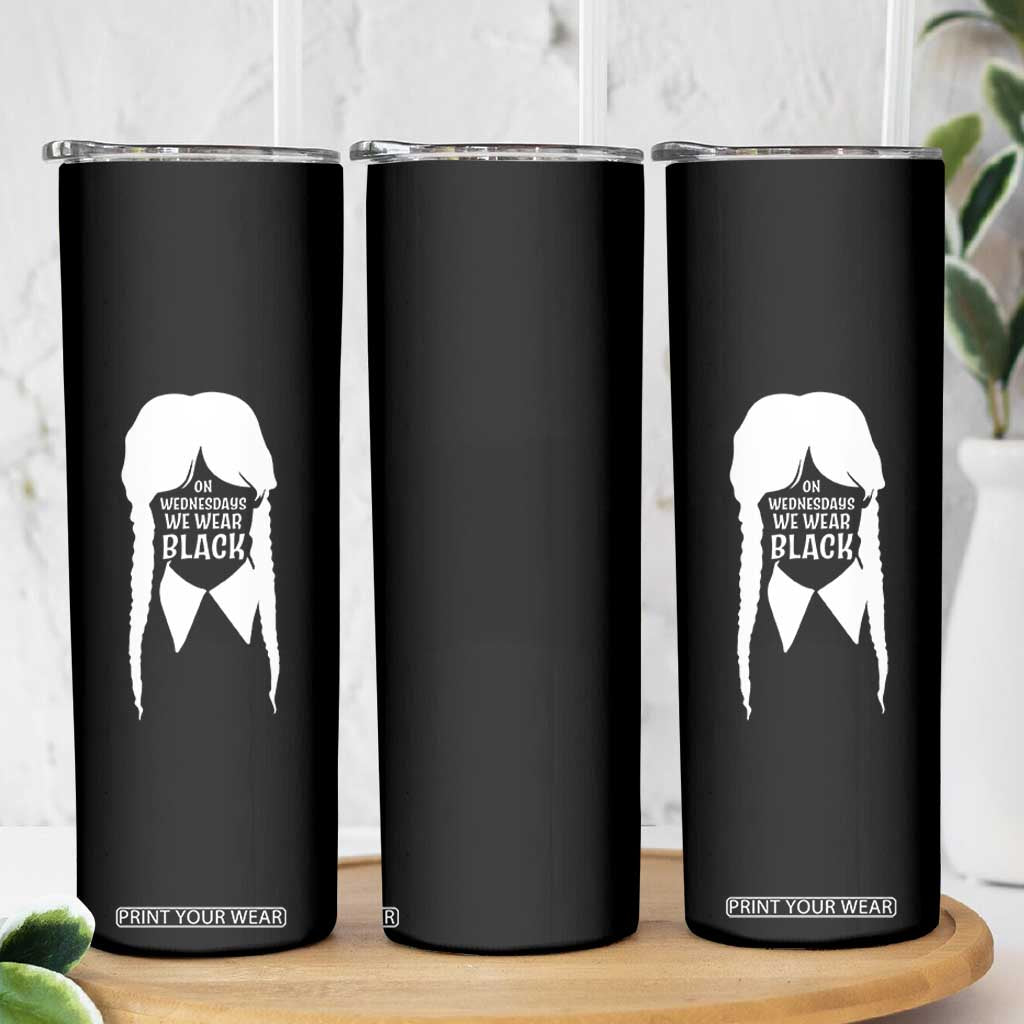 On Wednesdays We Wear Black Skinny Tumbler Goth Halloween TS10 Print Your Wear