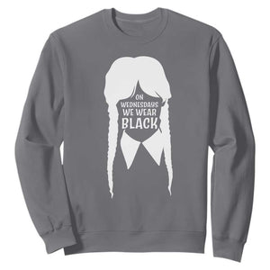 On Wednesdays We Wear Black Sweatshirt Goth Halloween TS10 Charcoal Print Your Wear