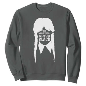On Wednesdays We Wear Black Sweatshirt Goth Halloween TS10 Dark Heather Print Your Wear