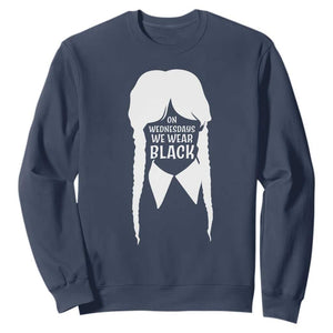 On Wednesdays We Wear Black Sweatshirt Goth Halloween TS10 Navy Print Your Wear