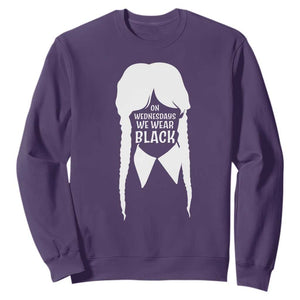 On Wednesdays We Wear Black Sweatshirt Goth Halloween TS10 Purple Print Your Wear