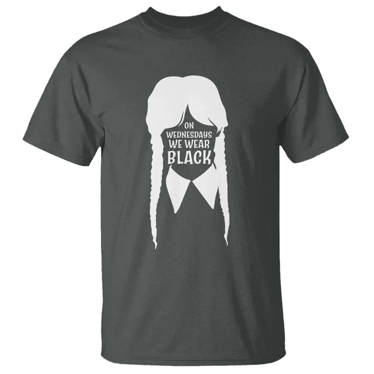 On Wednesdays We Wear Black T Shirt Goth Halloween TS10 Dark Heather Print Your Wear
