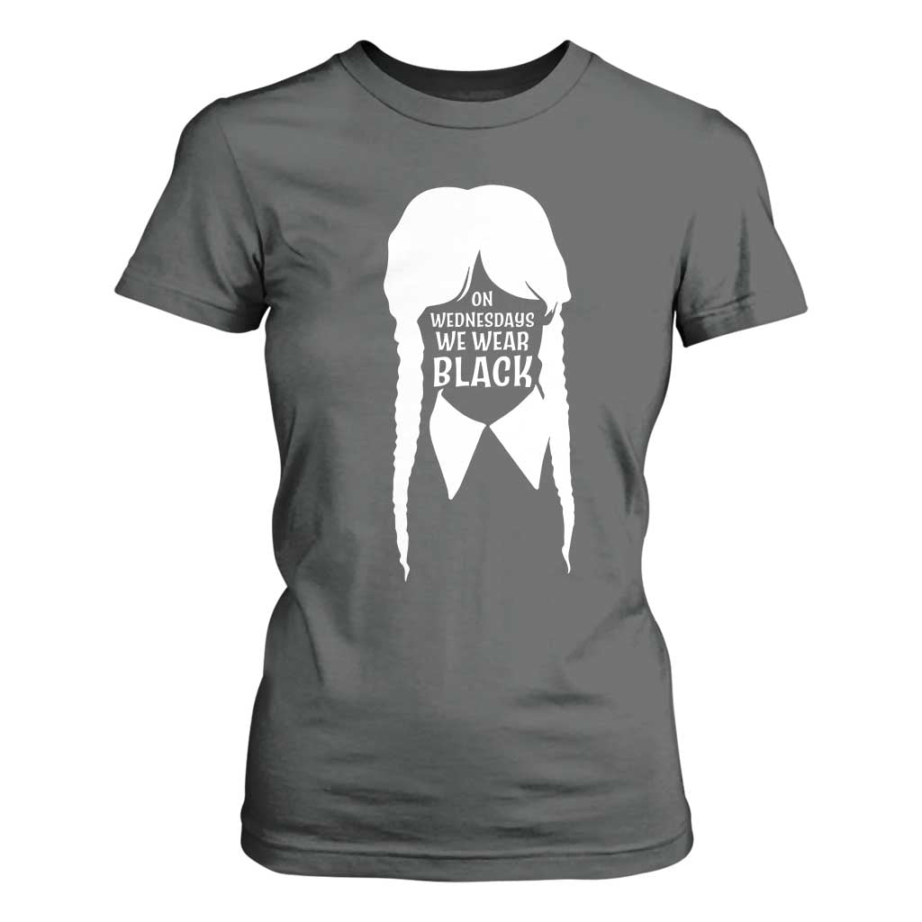 On Wednesdays We Wear Black T Shirt For Women Goth Halloween TS10 Dark Heather Print Your Wear