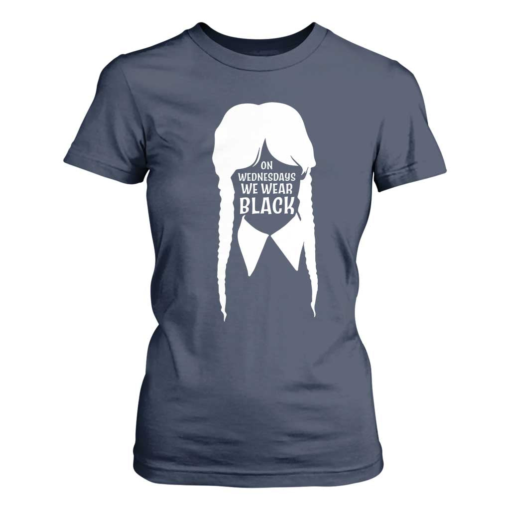 On Wednesdays We Wear Black T Shirt For Women Goth Halloween TS10 Navy Print Your Wear