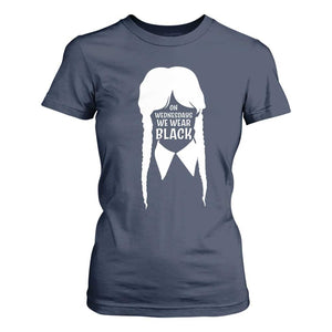 On Wednesdays We Wear Black T Shirt For Women Goth Halloween TS10 Navy Print Your Wear
