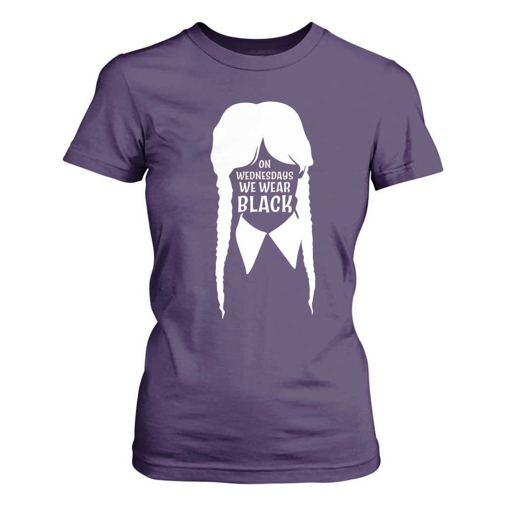 On Wednesdays We Wear Black T Shirt For Women Goth Halloween TS10 Purple Print Your Wear