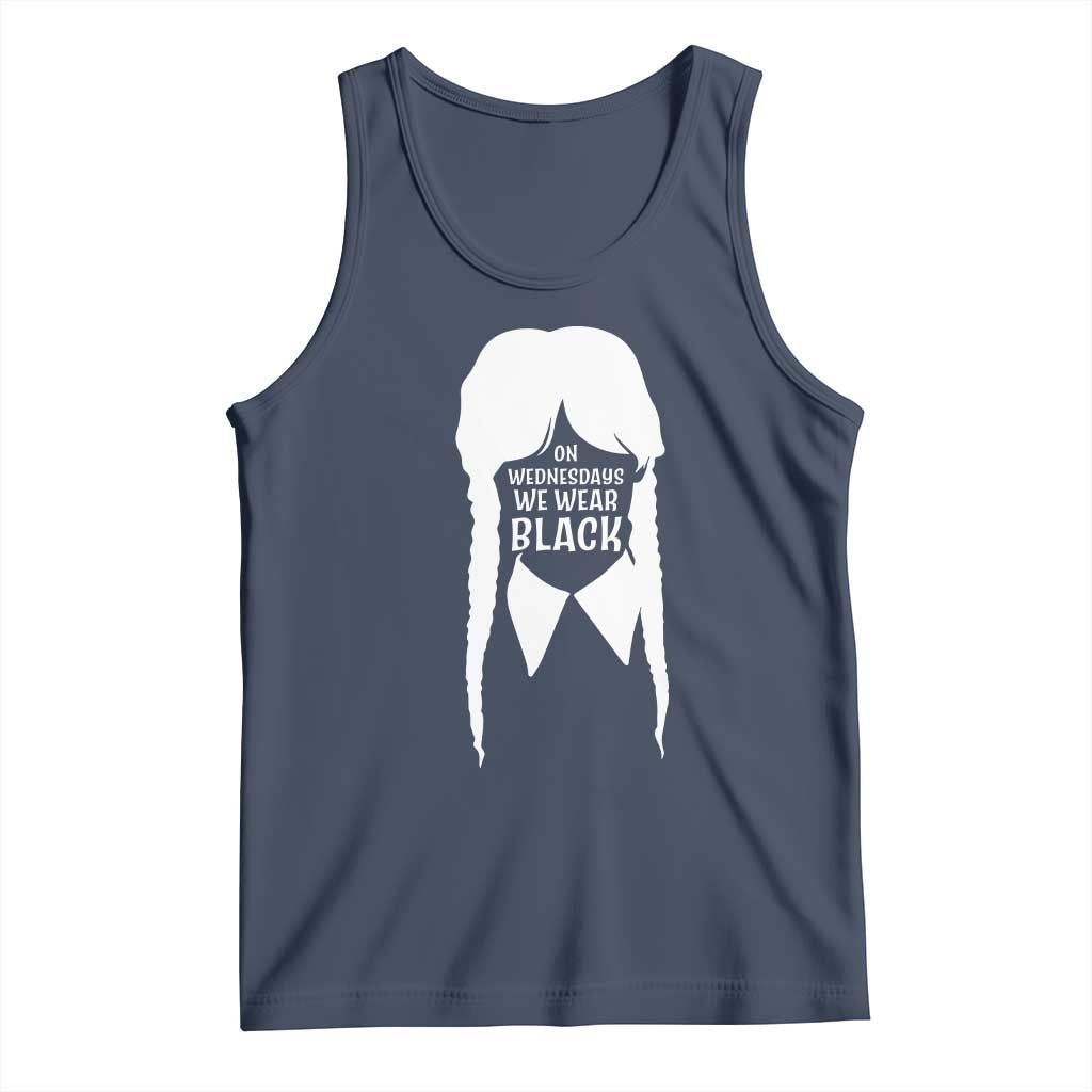 On Wednesdays We Wear Black Tank Top Goth Halloween TS10 Navy Print Your Wear