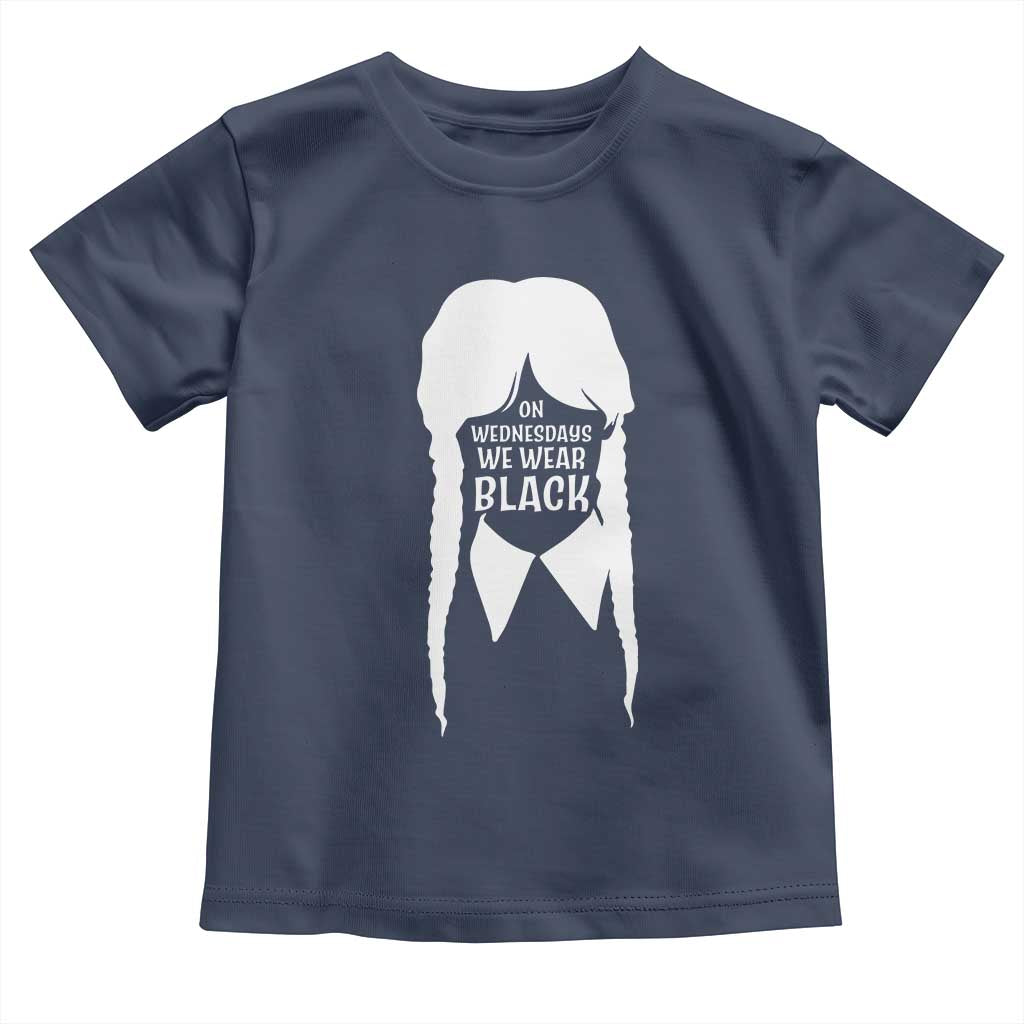 On Wednesdays We Wear Black Toddler T Shirt Goth Halloween TS10 Navy Print Your Wear