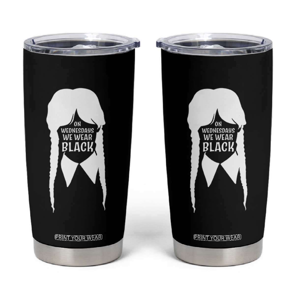 On Wednesdays We Wear Black Tumbler Cup Goth Halloween TS10 Black Print Your Wear
