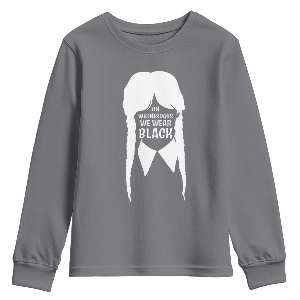 On Wednesdays We Wear Black Youth Sweatshirt Goth Halloween TS10 Charcoal Print Your Wear