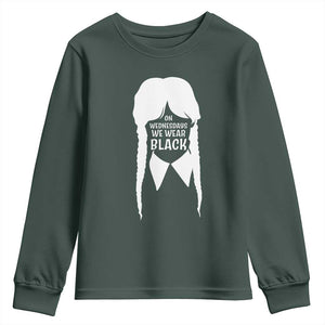 On Wednesdays We Wear Black Youth Sweatshirt Goth Halloween TS10 Dark Forest Green Print Your Wear