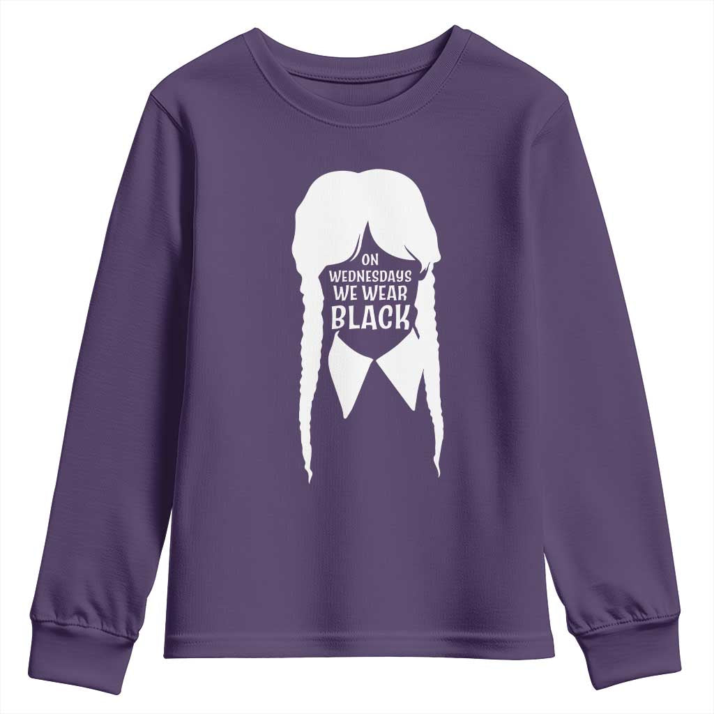 On Wednesdays We Wear Black Youth Sweatshirt Goth Halloween TS10 Purple Print Your Wear
