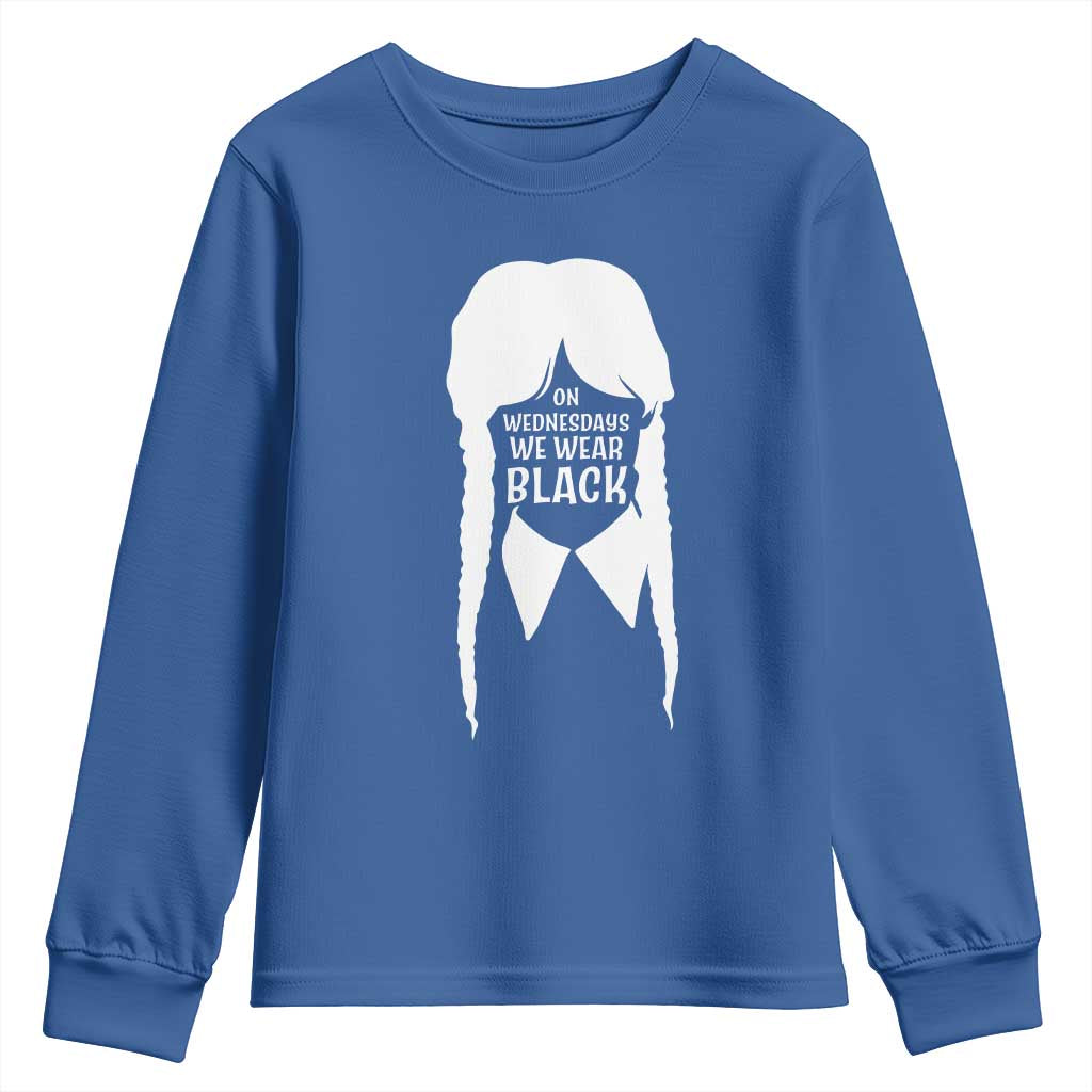 On Wednesdays We Wear Black Youth Sweatshirt Goth Halloween TS10 Royal Blue Print Your Wear