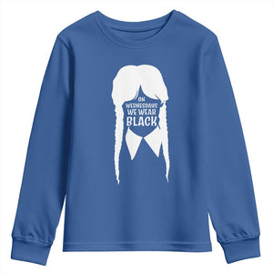 On Wednesdays We Wear Black Youth Sweatshirt Goth Halloween TS10 Royal Blue Print Your Wear