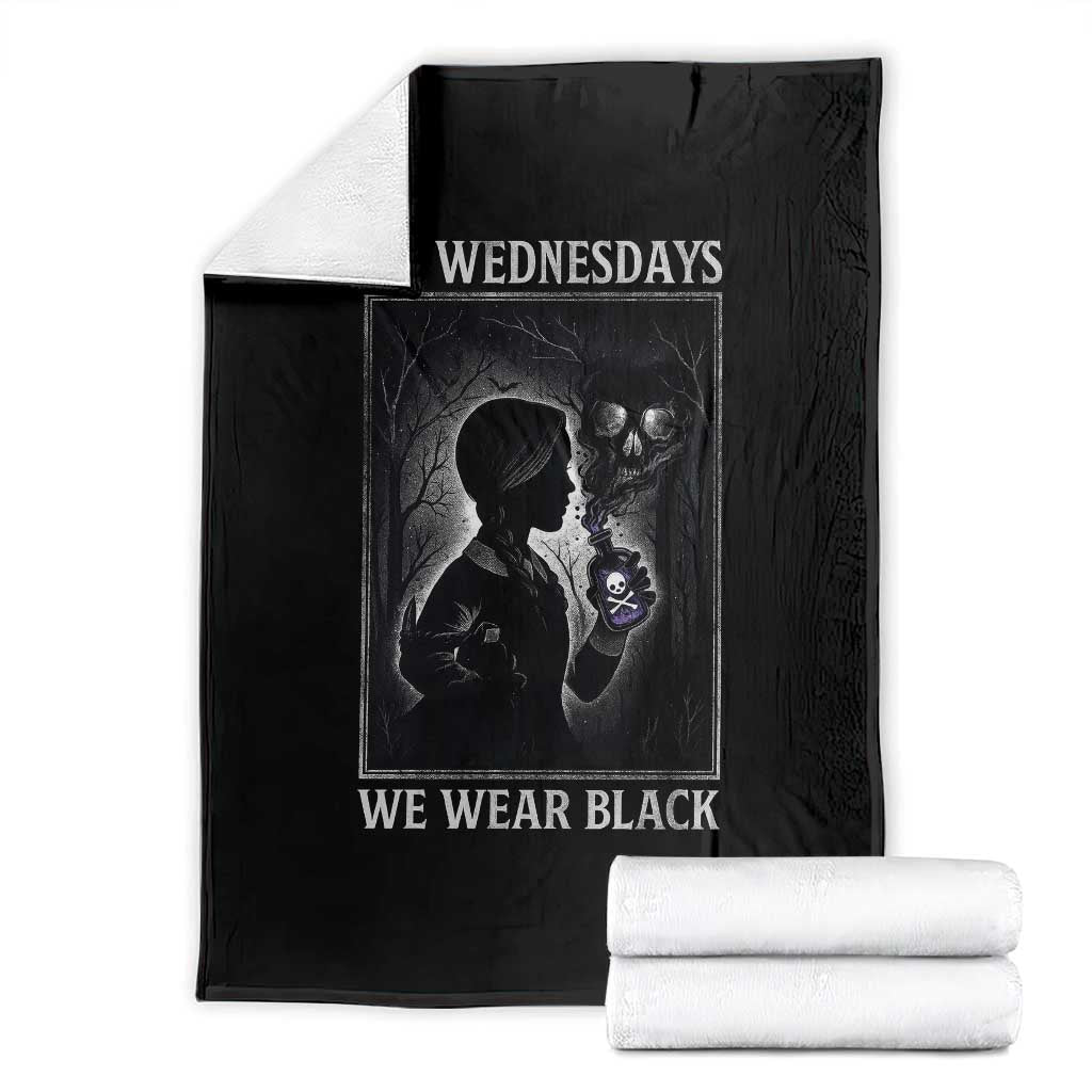 On Wednesdays We Wear Black Throw Blanket Tarot Card Goth Halloween TS10 Black Print Your Wear