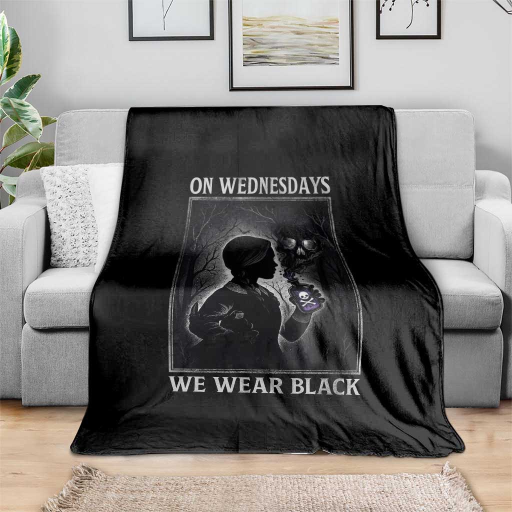 On Wednesdays We Wear Black Throw Blanket Tarot Card Goth Halloween TS10 Print Your Wear