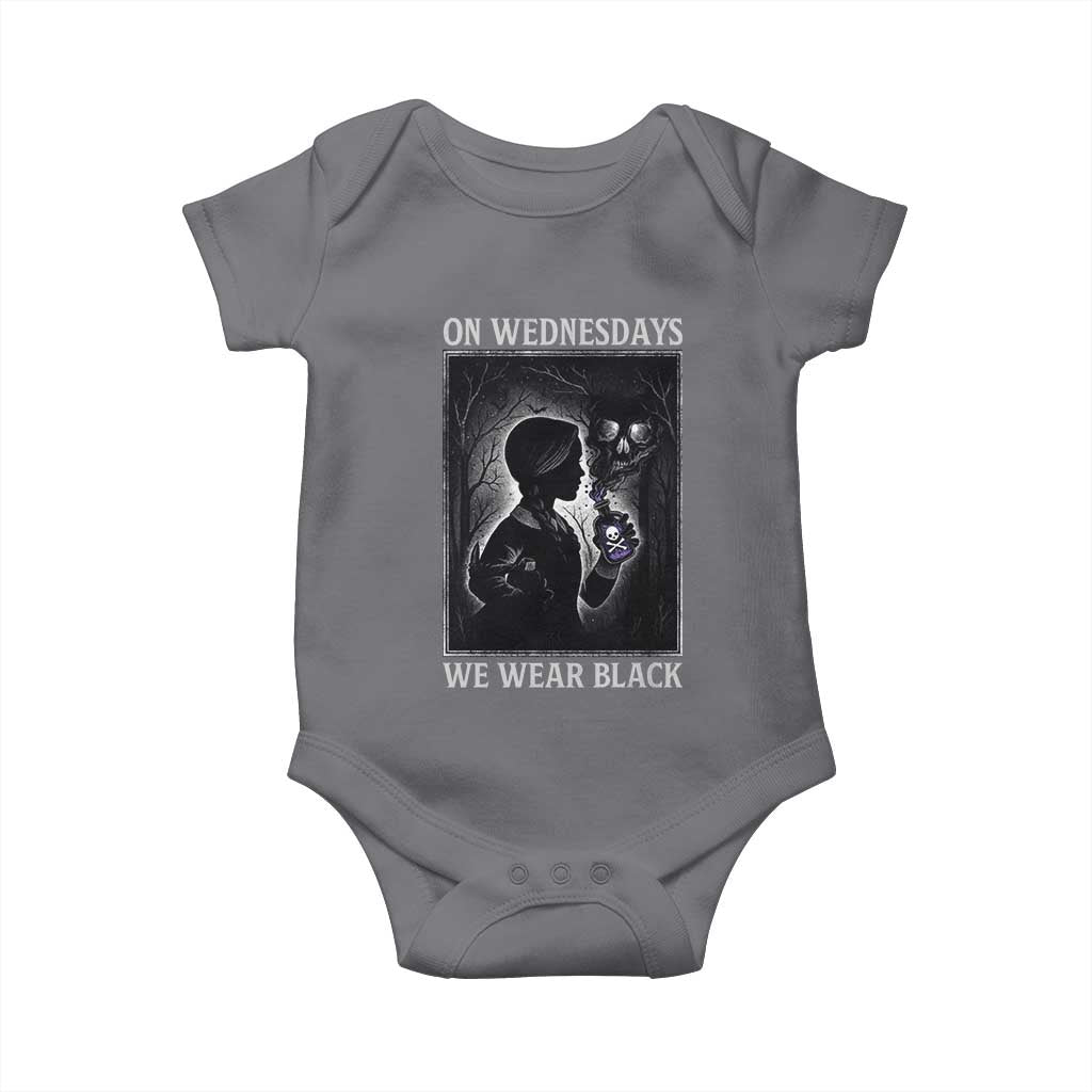 On Wednesdays We Wear Black Baby Onesie Tarot Card Goth Halloween TS10 Charcoal Print Your Wear