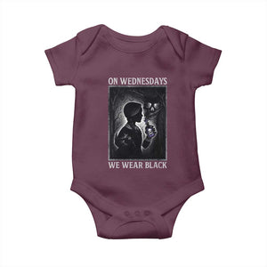 On Wednesdays We Wear Black Baby Onesie Tarot Card Goth Halloween TS10 Maroon Print Your Wear