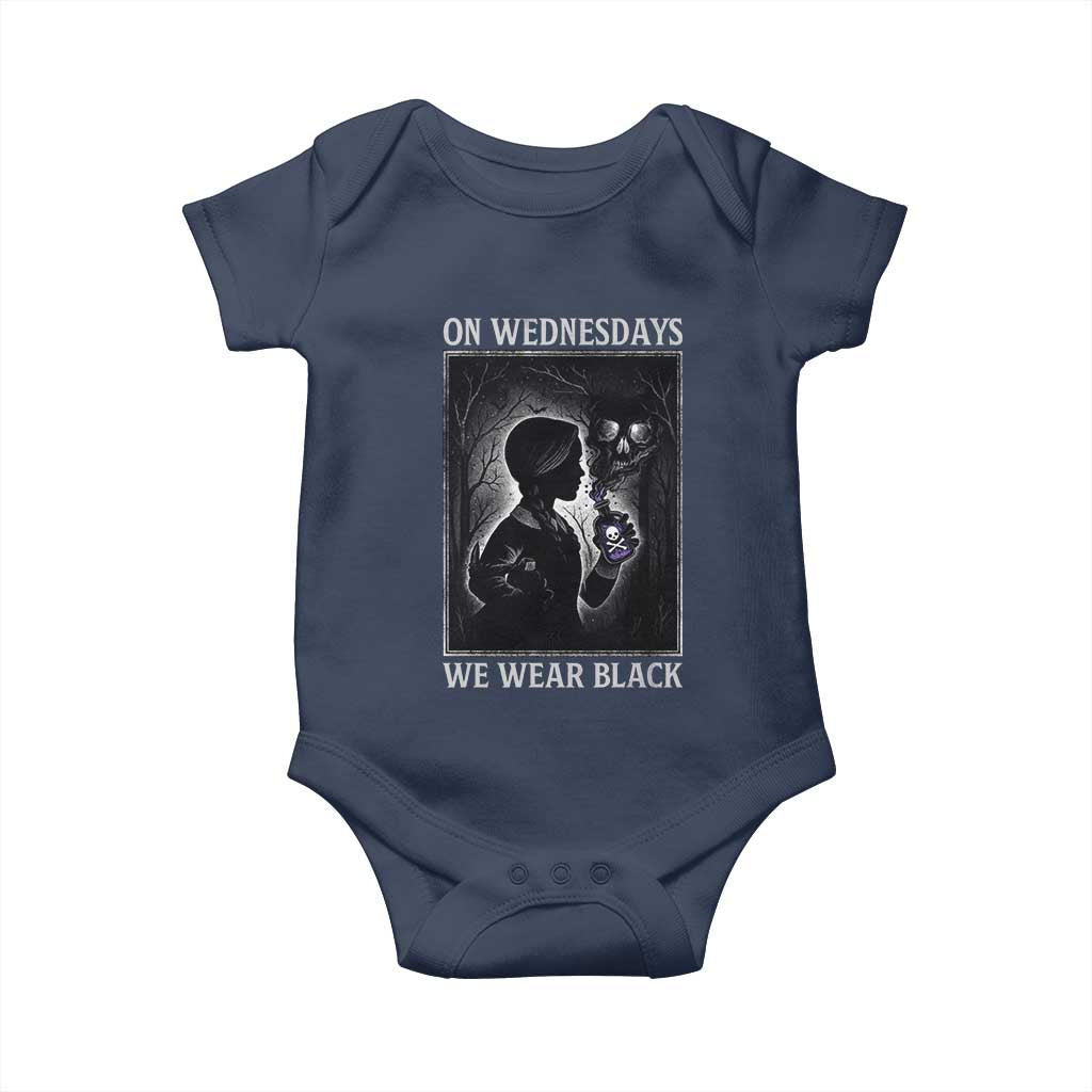 On Wednesdays We Wear Black Baby Onesie Tarot Card Goth Halloween TS10 Navy Print Your Wear