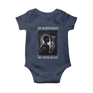 On Wednesdays We Wear Black Baby Onesie Tarot Card Goth Halloween TS10 Navy Print Your Wear