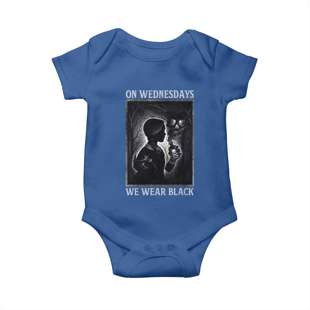 On Wednesdays We Wear Black Baby Onesie Tarot Card Goth Halloween TS10 Royal Blue Print Your Wear