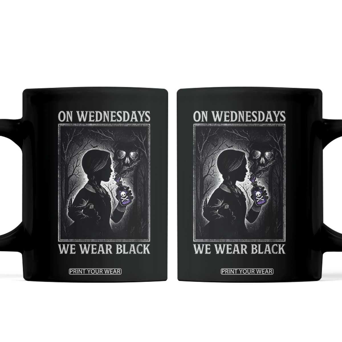 On Wednesdays We Wear Black Coffee Mug Tarot Card Goth Halloween TS10 Black Print Your Wear