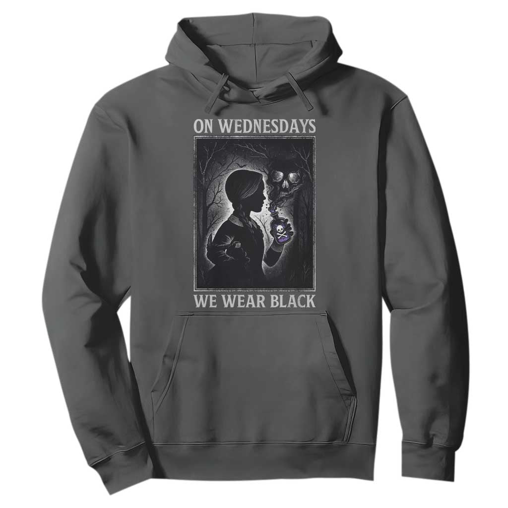 On Wednesdays We Wear Black Hoodie Tarot Card Goth Halloween TS10 Dark Heather Print Your Wear