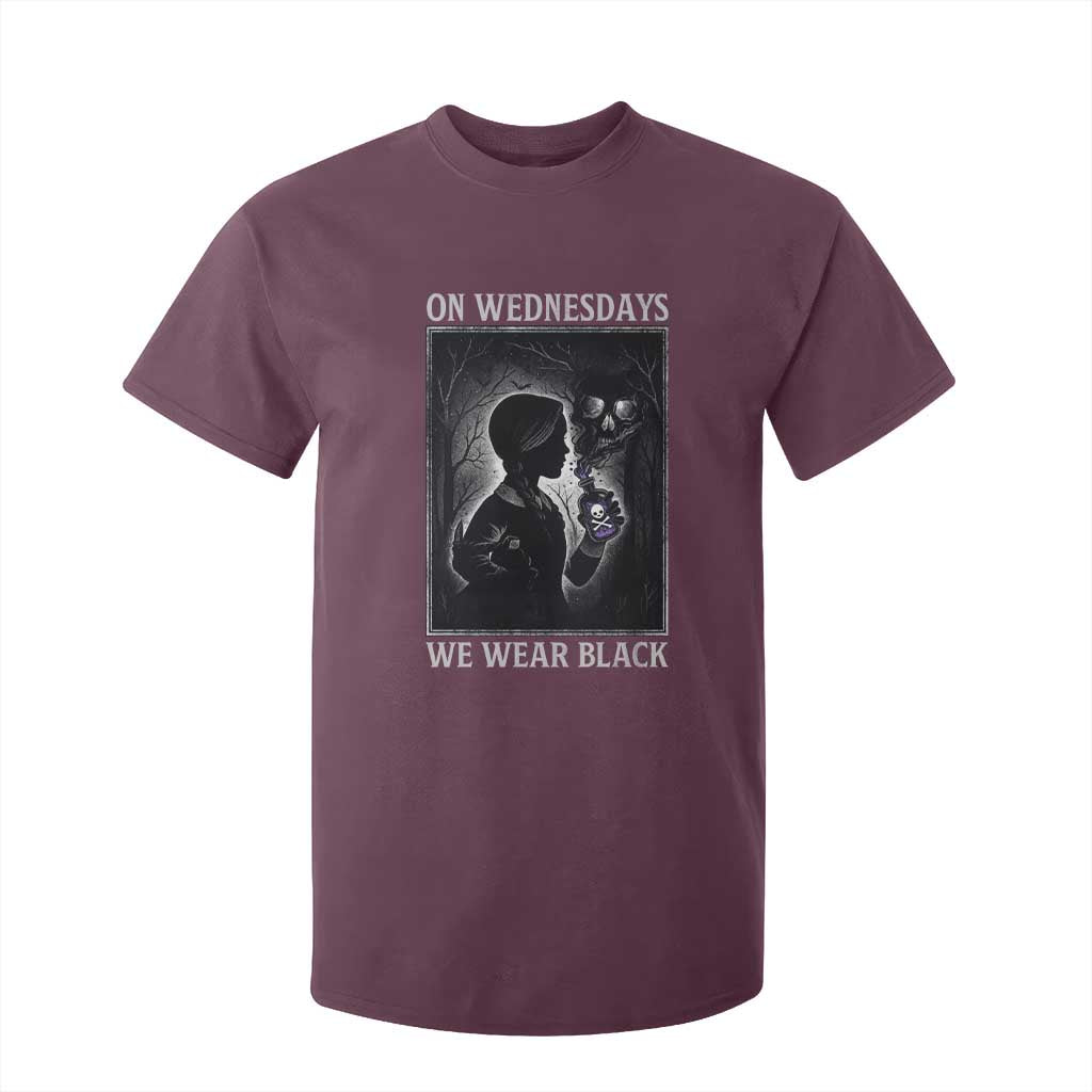 On Wednesdays We Wear Black T Shirt For Kid Tarot Card Goth Halloween TS10 Maroon Print Your Wear