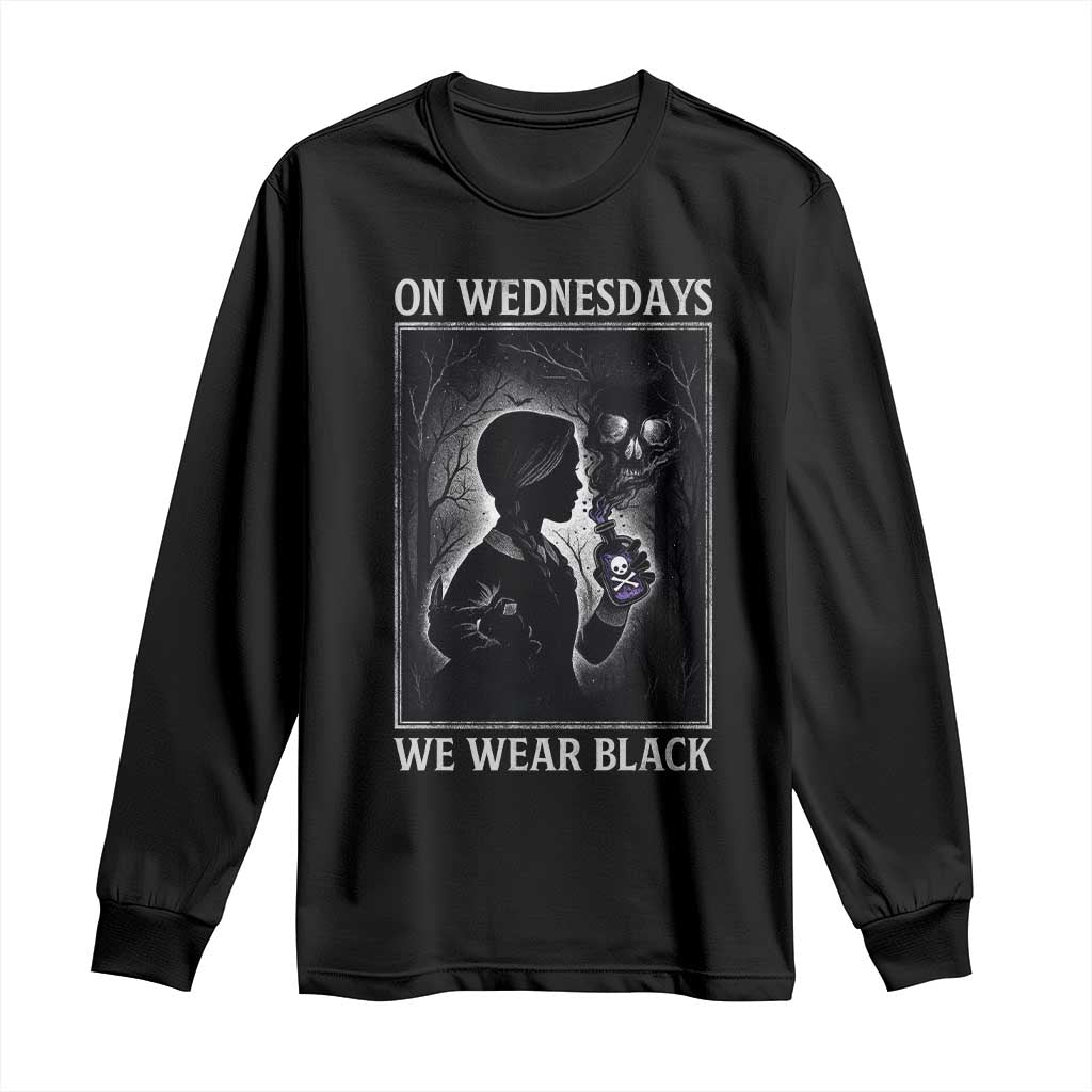 On Wednesdays We Wear Black Long Sleeve Shirt Tarot Card Goth Halloween TS10 Black Print Your Wear