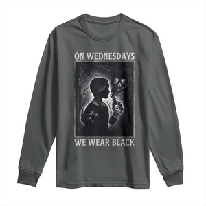On Wednesdays We Wear Black Long Sleeve Shirt Tarot Card Goth Halloween TS10 Dark Heather Print Your Wear