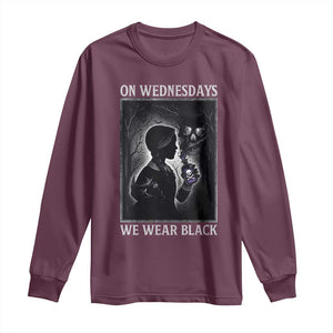 On Wednesdays We Wear Black Long Sleeve Shirt Tarot Card Goth Halloween TS10 Maroon Print Your Wear