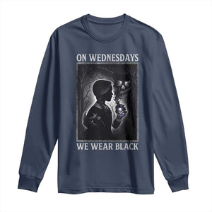 On Wednesdays We Wear Black Long Sleeve Shirt Tarot Card Goth Halloween TS10 Navy Print Your Wear