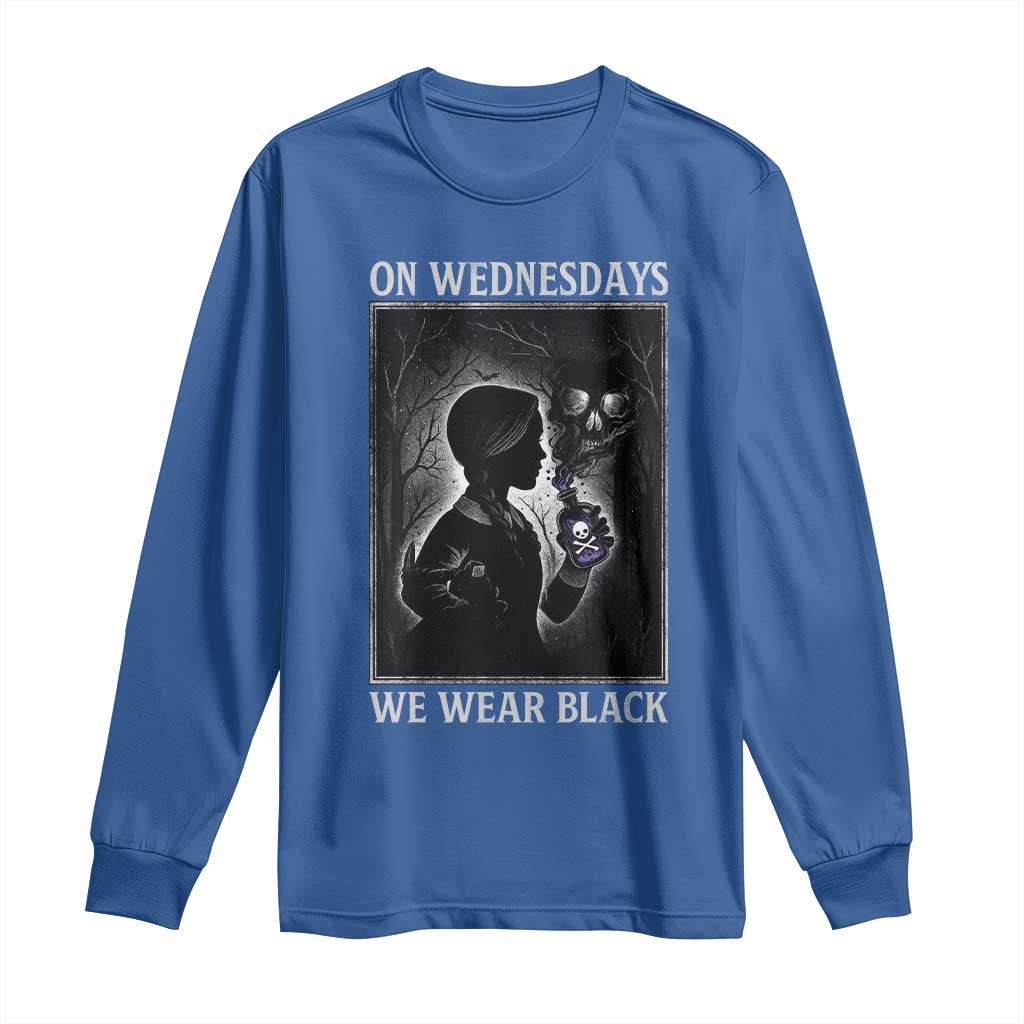 On Wednesdays We Wear Black Long Sleeve Shirt Tarot Card Goth Halloween TS10 Royal Blue Print Your Wear