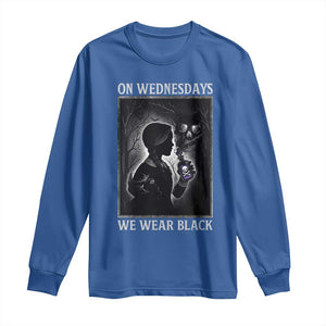 On Wednesdays We Wear Black Long Sleeve Shirt Tarot Card Goth Halloween TS10 Royal Blue Print Your Wear