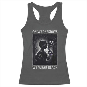 On Wednesdays We Wear Black Racerback Tank Top Tarot Card Goth Halloween TS10 Dark Heather Print Your Wear