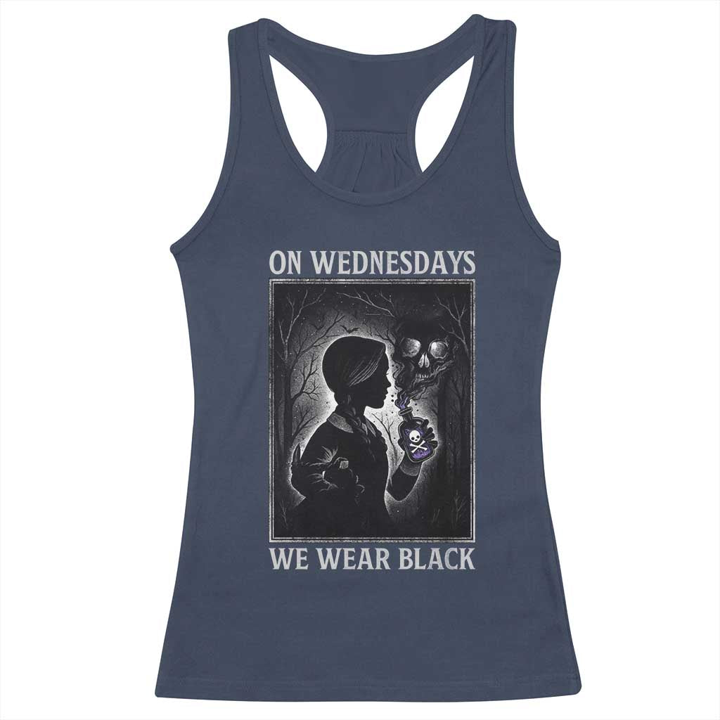 On Wednesdays We Wear Black Racerback Tank Top Tarot Card Goth Halloween TS10 Navy Print Your Wear