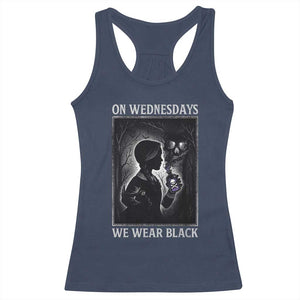 On Wednesdays We Wear Black Racerback Tank Top Tarot Card Goth Halloween TS10 Navy Print Your Wear