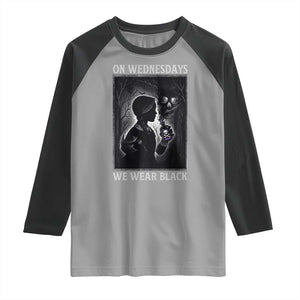 On Wednesdays We Wear Black Raglan Shirt Tarot Card Goth Halloween TS10 Sport Gray Black Print Your Wear