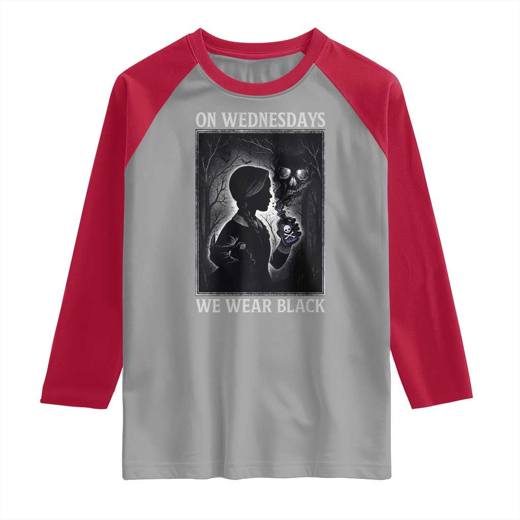 On Wednesdays We Wear Black Raglan Shirt Tarot Card Goth Halloween TS10 Sport Gray Red Print Your Wear