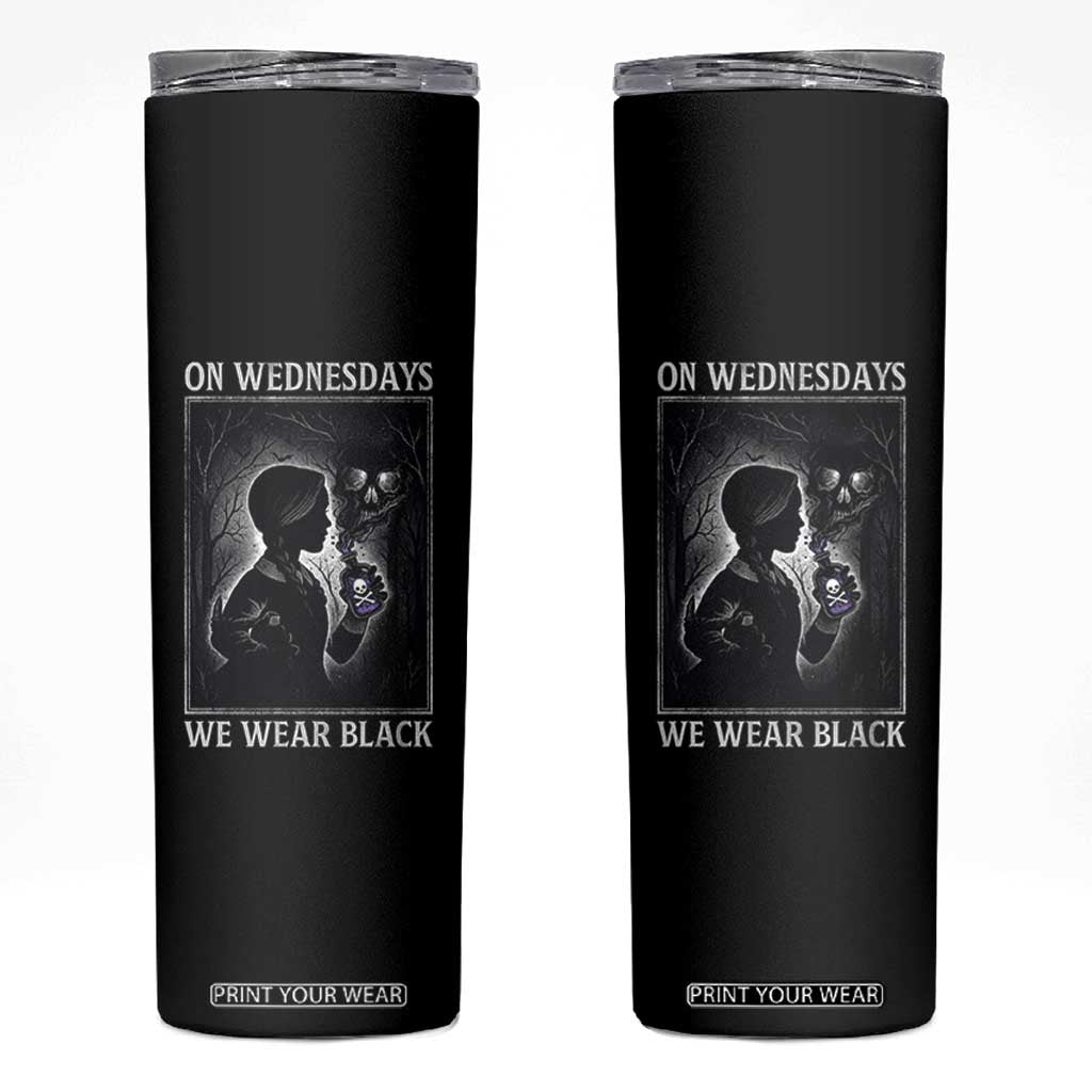 On Wednesdays We Wear Black Skinny Tumbler Tarot Card Goth Halloween TS10 Black Print Your Wear